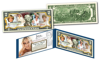 Princess Diana 20th Anniversary 1997-2017 Commemorative Colorized $2 Bill